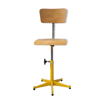 Metal and wood workshop chair, 80s