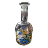 Carafe vintage verre peint AVIR