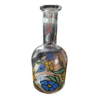 Carafe vintage verre peint AVIR
