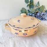 Small vintage porcelain soup tureen K&G Luneville "Flore" 1950s small blue flowers