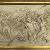 Marble high relief by François Duquesnoy "Putti, garlands and flowers" Paris, 1892