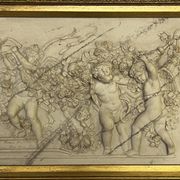 Marble high relief by François Duquesnoy "Putti, garlands and flowers" Paris, 1892