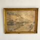Old framed river watercolor 45.5 X 59
