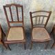 Ensemble de 7 chaises bois et cannage, vintage