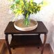 Varnished wooden stand with two shelves and curved legs / 50s-60s