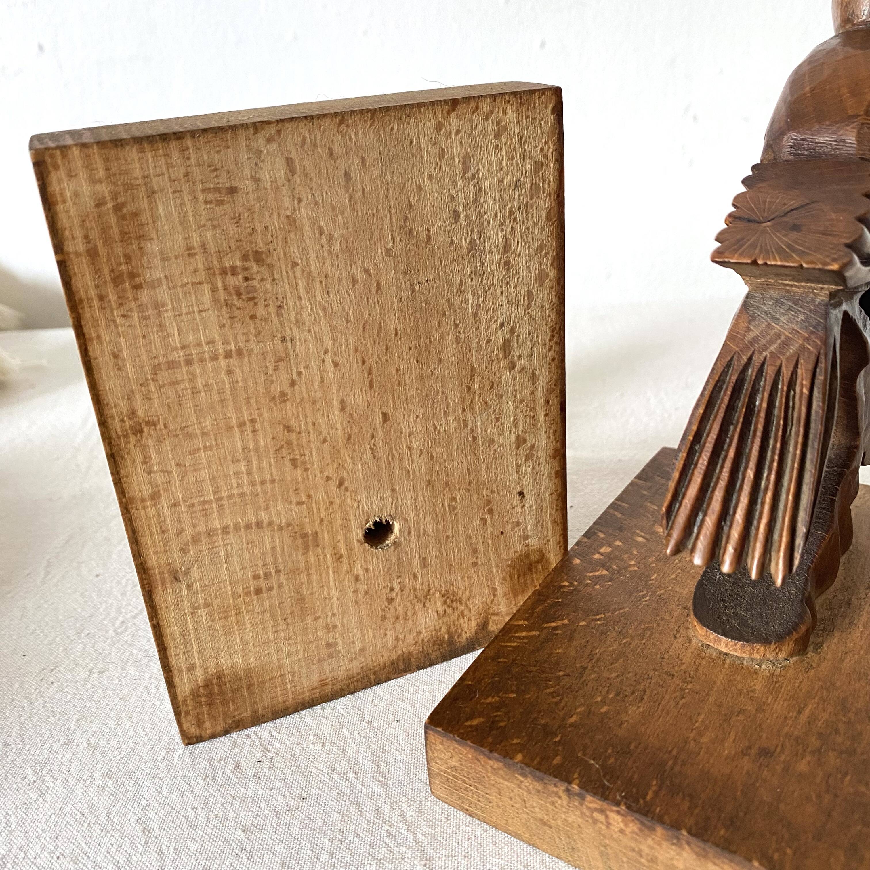 Pair of art deco wooden bookends birds