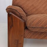 Brown Velvet 3-Seater Sofa by Mobil Girgi, 1970s