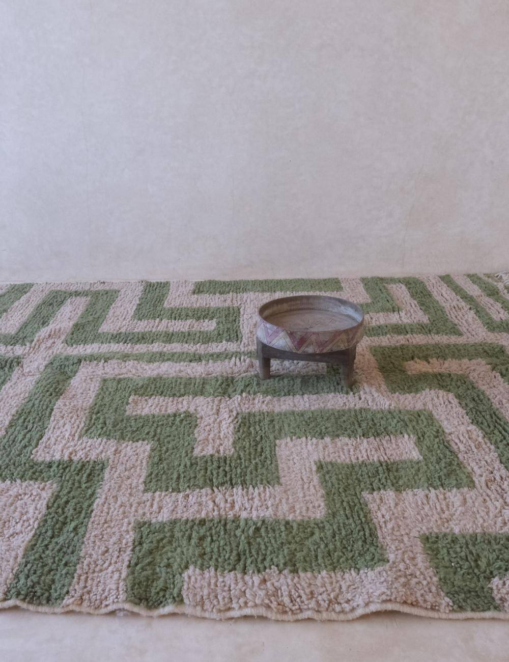 Tapis Contemporain Vert et Beige - 305 x 250 cm