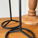 Trio of Vintage Teak and Steel Candlesticks