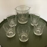 Original clear glass ice bucket with 5 glasses