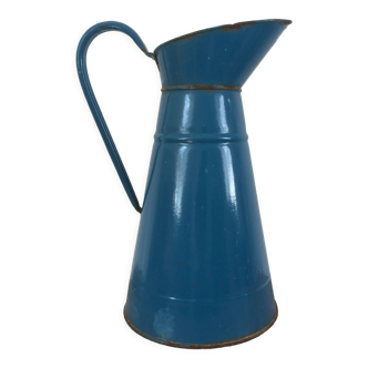 Blue enamelled sheet metal pitcher