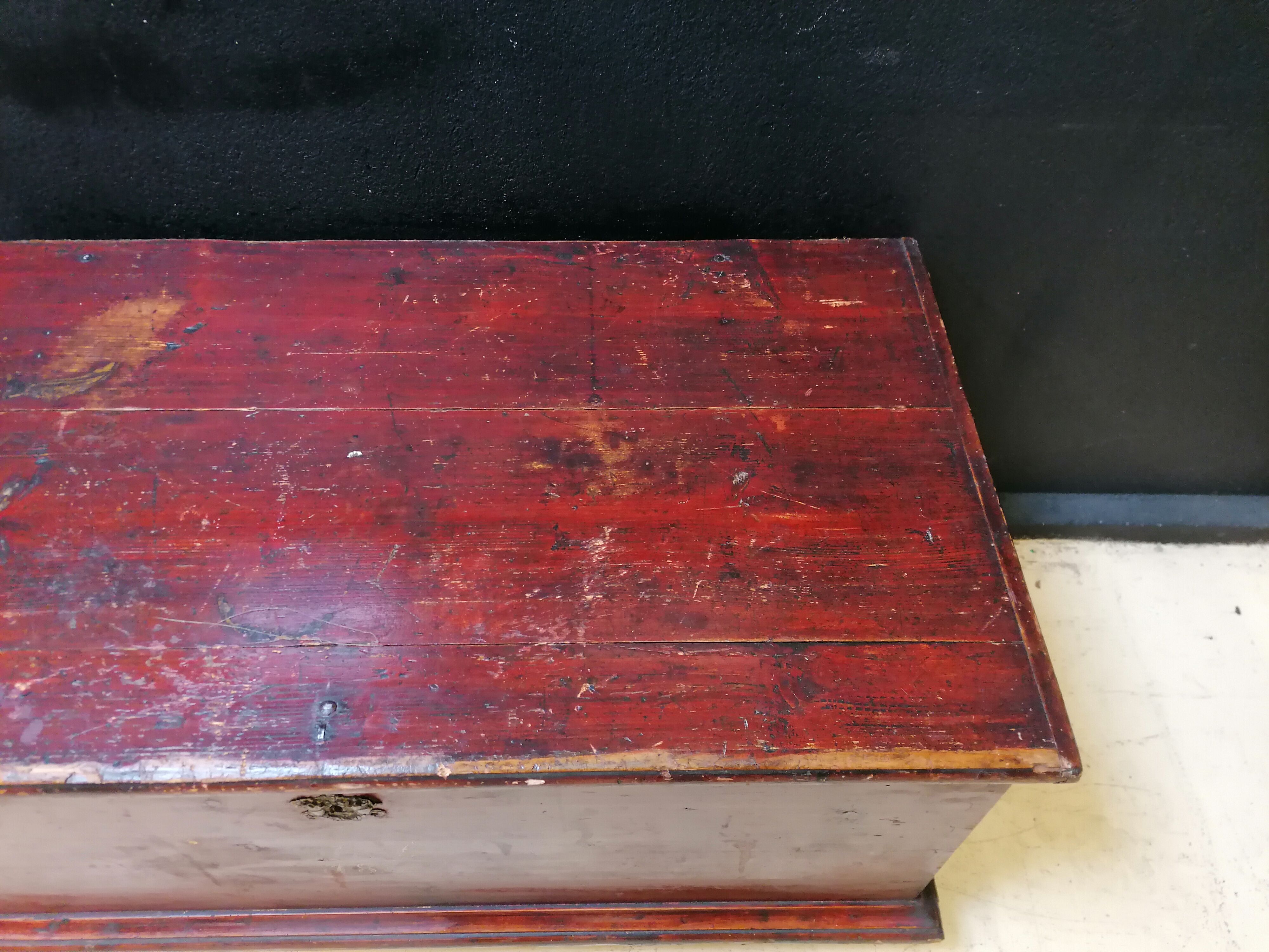 Large vintage chest old wooden trunk