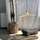 Small suspension, rattan luminaire in hat shape D:60cm