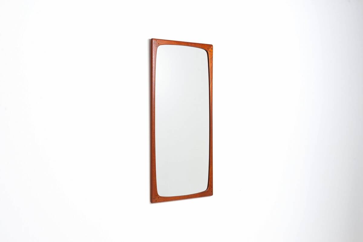 Miroir mural rectangulaire scandinave en teck Danemark 1960