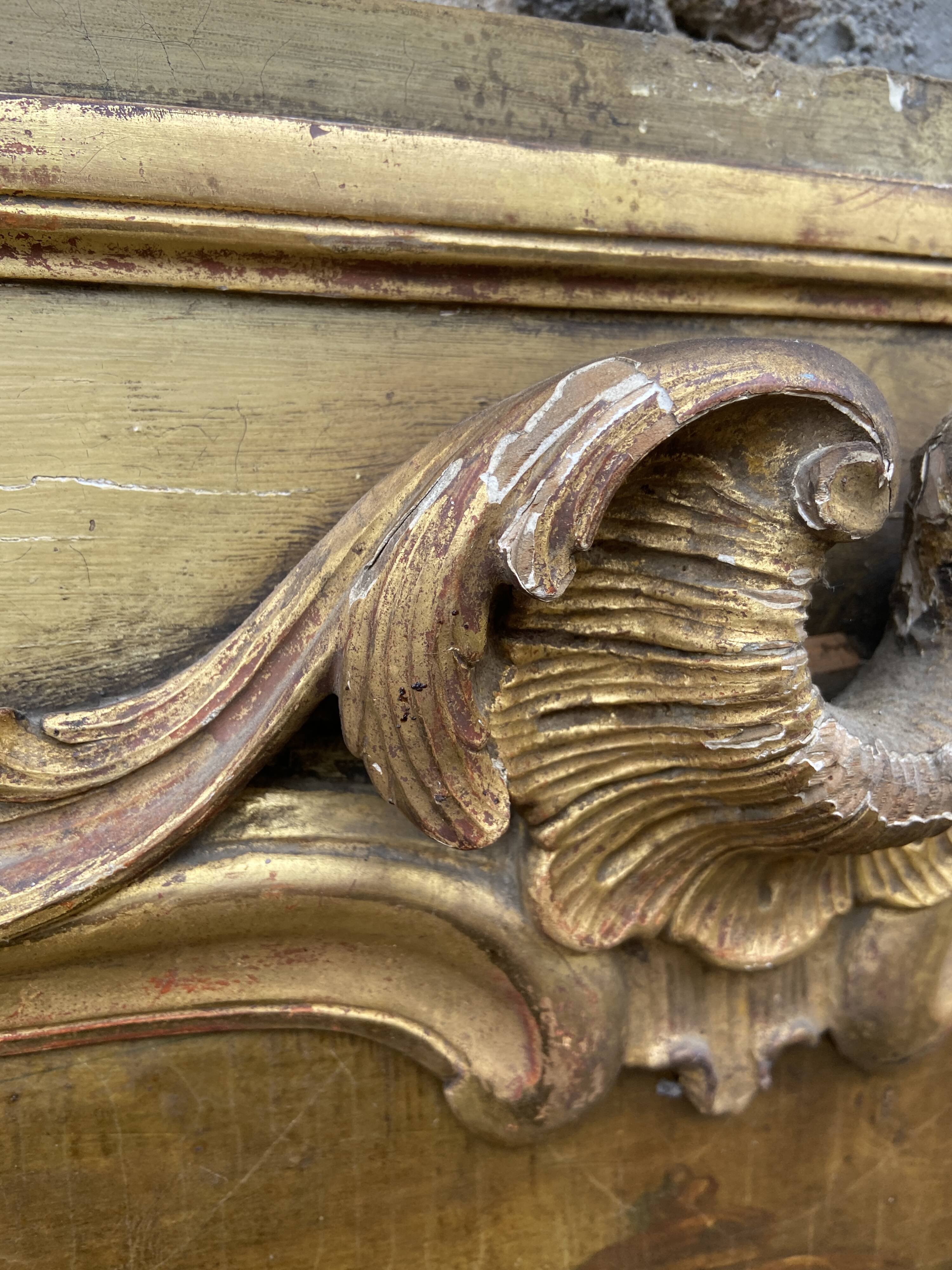 Trumeau & early 19th century painting in gilded wood.