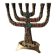 Menorah/Candlestick with 7 light arms. In old gold patinated brass/Decor 12 astrological signs. Engraved Jerusalem. Height 14 cm