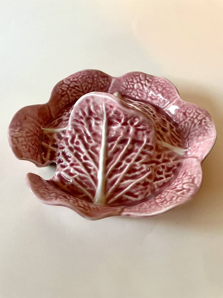 Secla soup tureen vintage pastel rose in Majolica – Cabbage model – 1970s