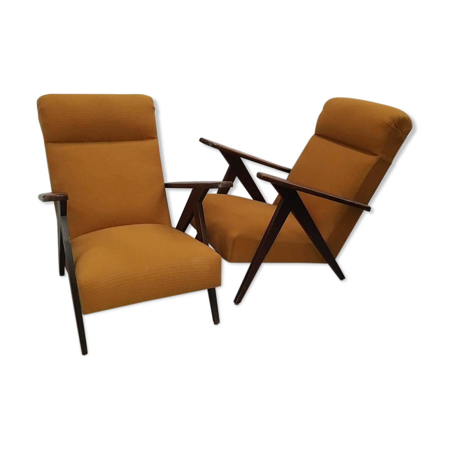 Pair of Scandinavian armchair compass feet 50s