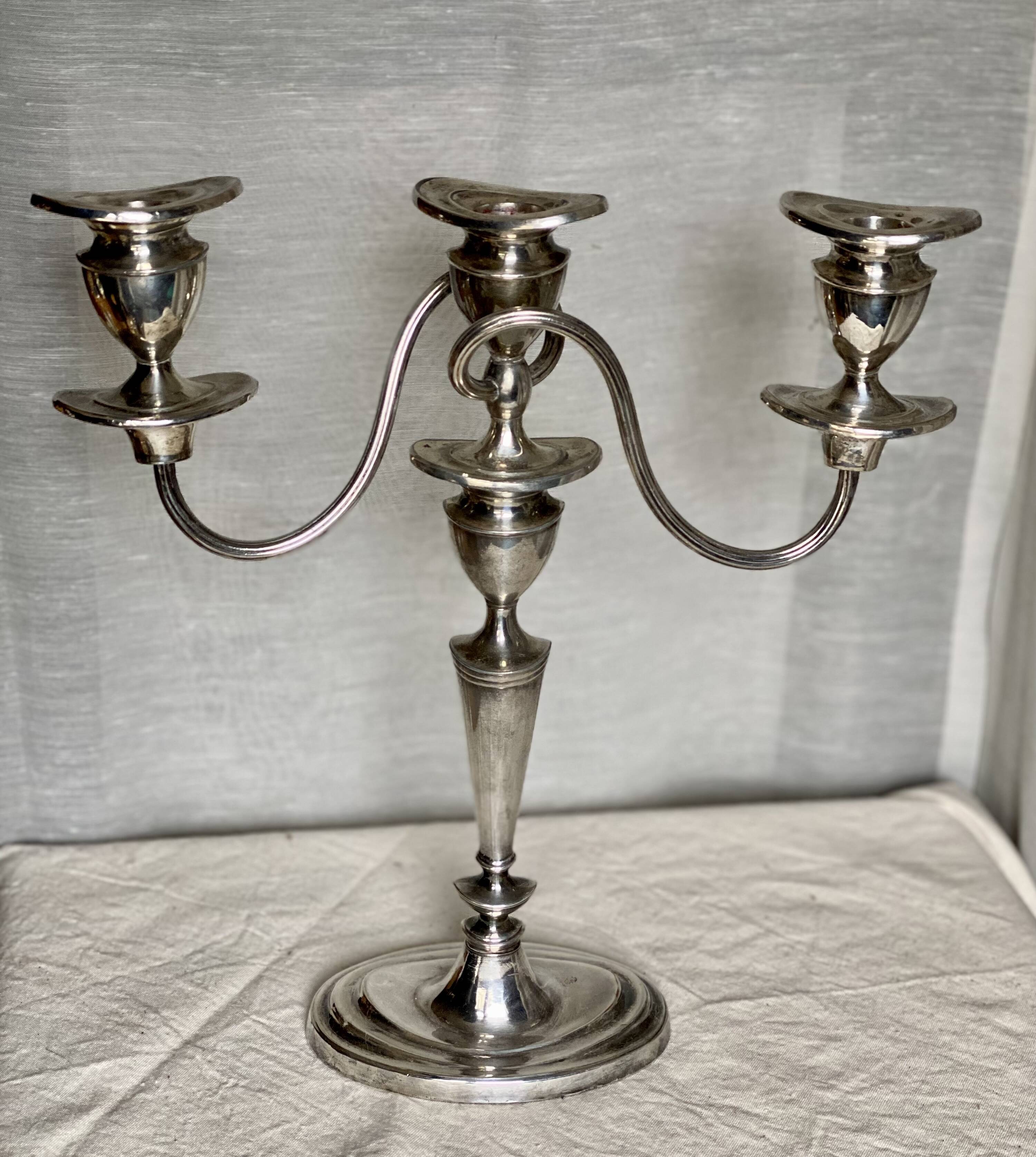 Paire de chandeliers métal argenté vintage 1960