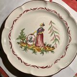 Faience plate Les Islettes decor Madame Bernard 19th century 23 cm rare model