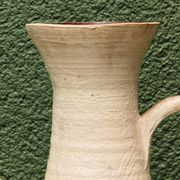 Vessel, jug, signed, 1950s, red terracotta, cream slip.