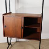 Vintage modular bookcase in wood and metal, Italy, 1960