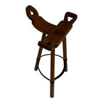 High stool in solid wood