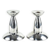 Paire de bougeoirs en chrome, design industriel minimaliste, européen, années 1970