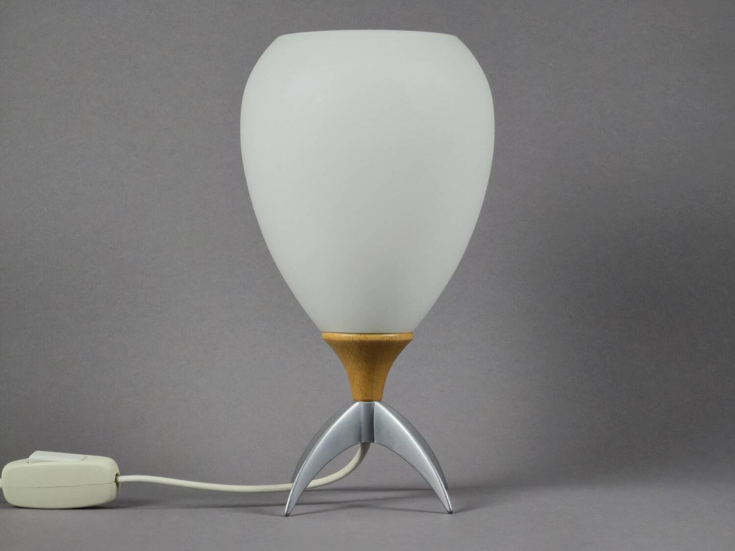 Vintage 1990s Opaline Glass Rocket-Shaped Mushroom Table Lamp.