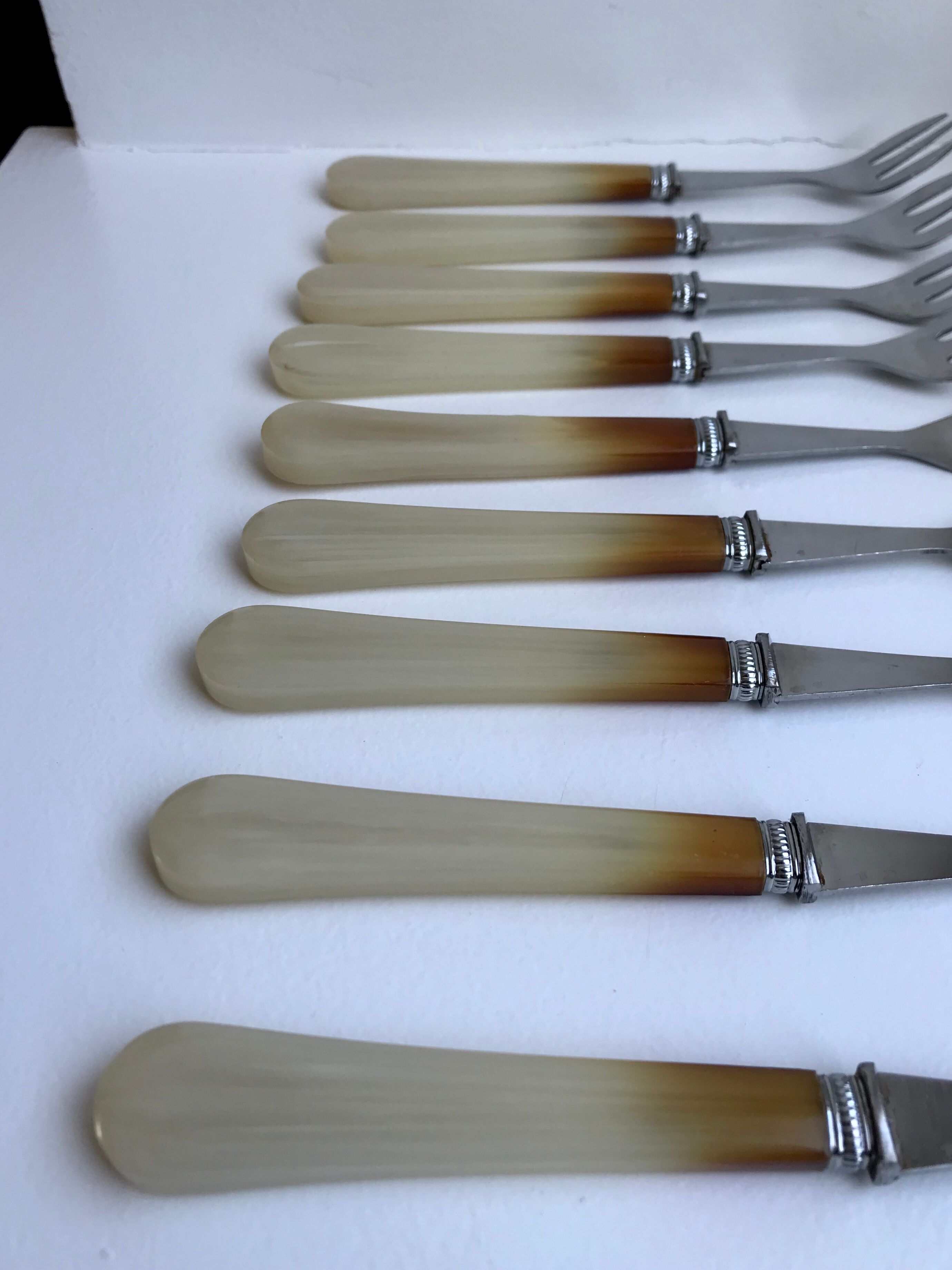 Set of 9 forks with horn dessert 50/60s