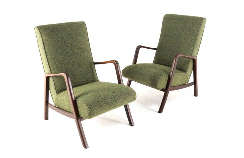 Knicos Armchair in Wengé with Green Upholstery | very rare dutch design