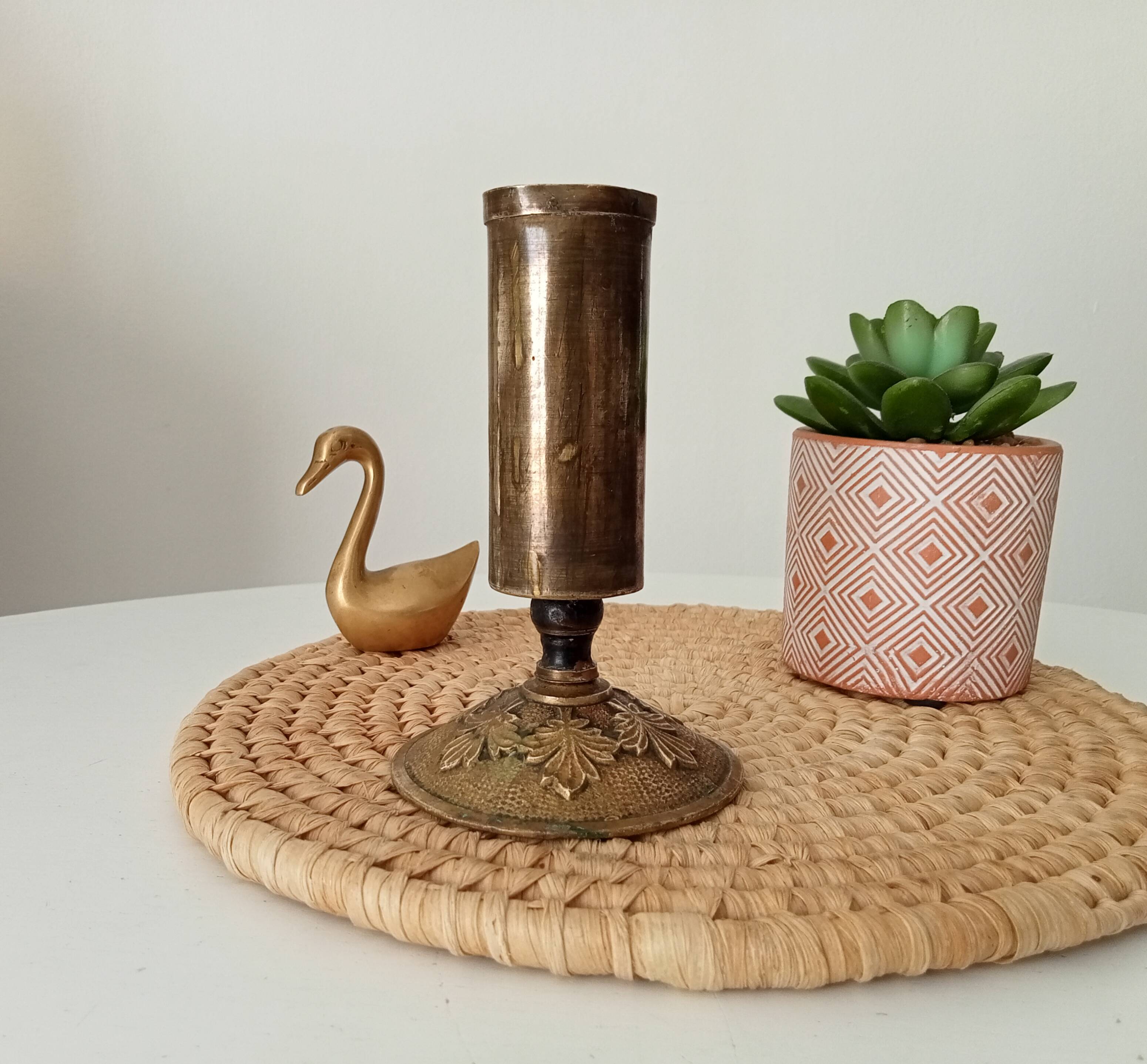 Antique folk art candle holder 1914/18