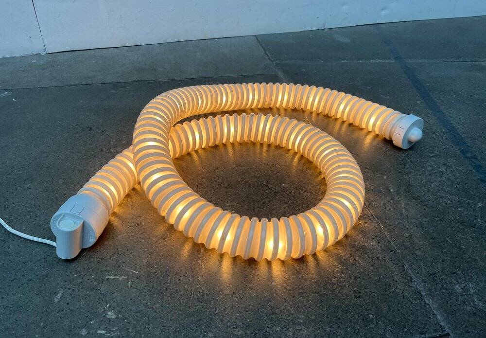Snake floor lamp Boalum postmodern space age model by Livio Castiglioni and Gianfranco Frattini for Artemide, 1970s.