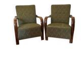 Chaises longues Art Déco avec accoudoirs en bois courbés, années 1930, lot de 2