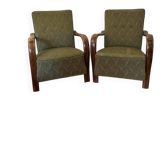 Chaises longues Art Déco avec accoudoirs en bois courbés, années 1930, lot de 2