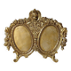 19th century "Victorian" double frame, gilded bronze decorated with acanthus & flower garlands