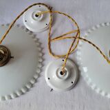 Duo of white opaline pendant lights