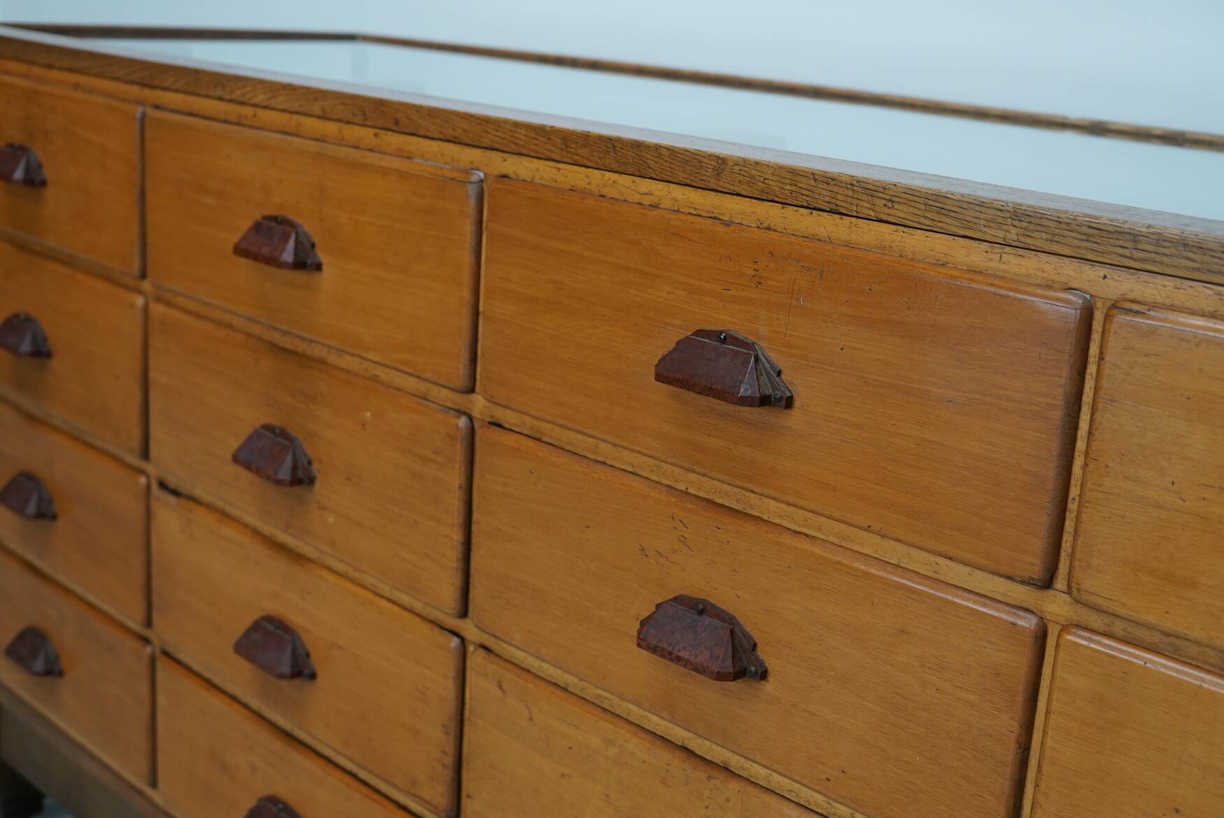 Antique British Maple & Oak Haberdashery Cabinet or Shop Counter, 1920/30s
