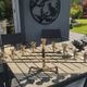 Large Aulica Menorah/Jewish Candlestick with 9 lights. In gold-plated metal.