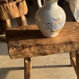Carafe blanche peinte bouquet bleu et jaune H22