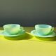 Tasses à café en jadeite art déco