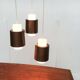 Triple cascade pendant lamp in copper and glass from the modern German space age of the mid-century by Staff, 1960s.