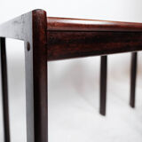 Set of nesting tables in dark wood of Danish design from the 1960s
