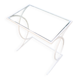Side table, Small Art Deco Console in White Lacquered Metal, circa 1940
