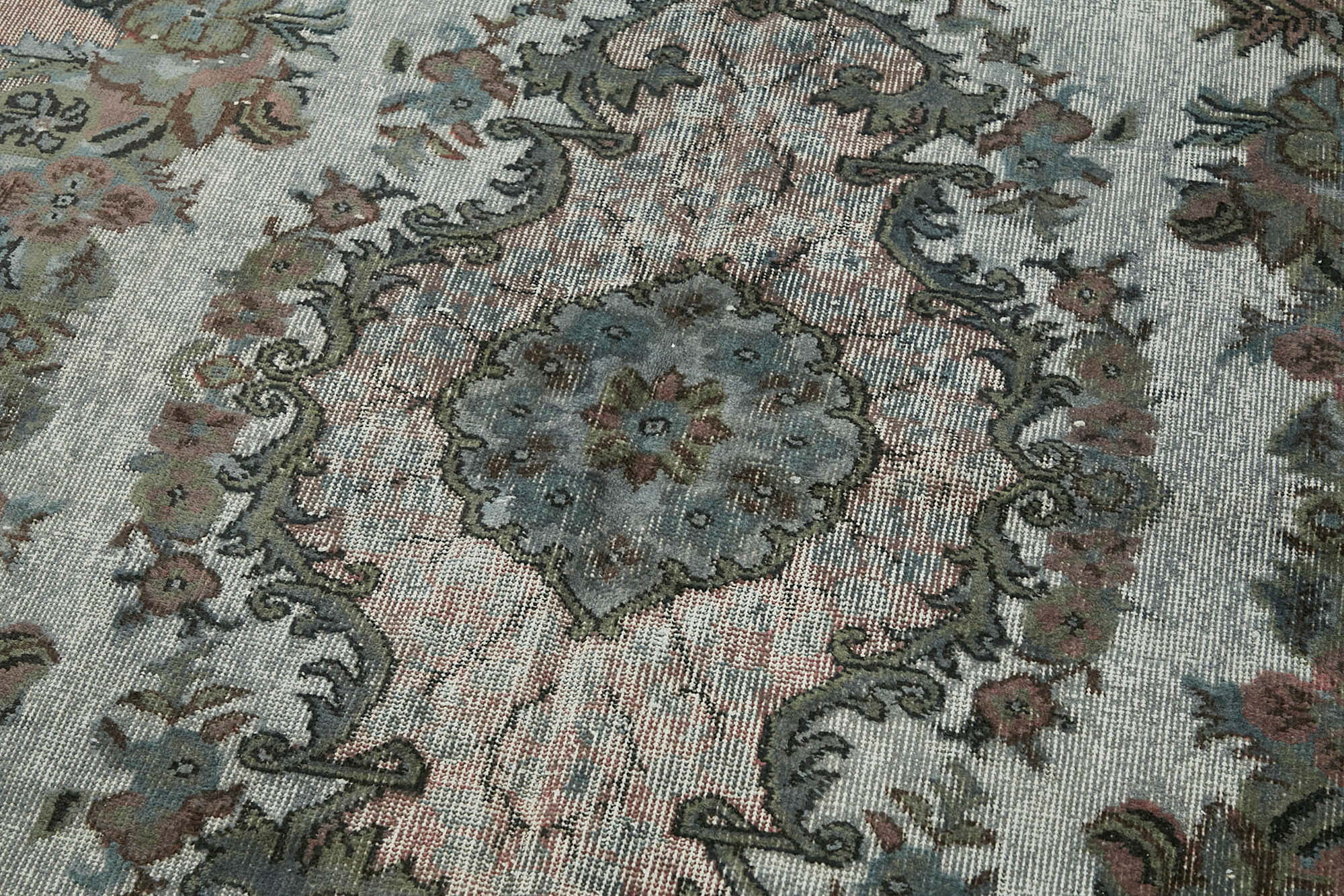 Handmade Hi-Low Pile Turkish 1980s 191 cm x 296 cm Grey Rug