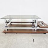 Vintage teak and chrome bar coffee table, 1960s