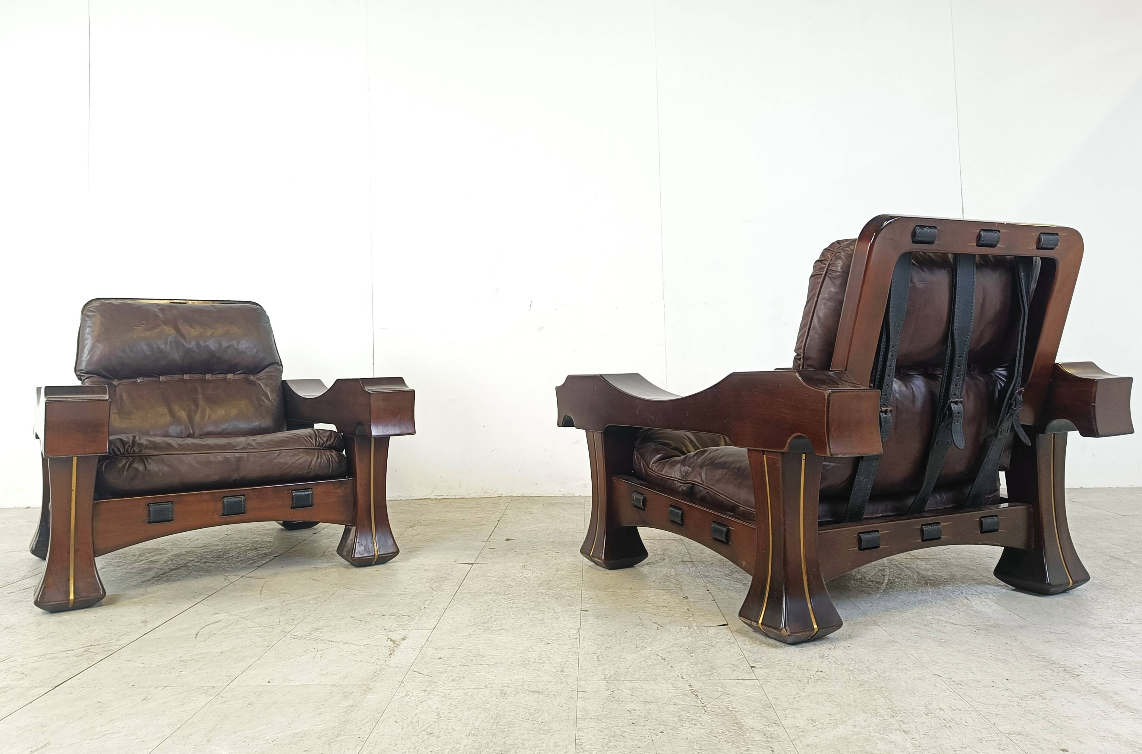Pair of Ussaro model armchairs by Luciano Frigerio, 1960s