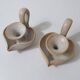 pair of vintage stoneware candlesticks