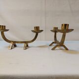 Pair of brutalist candlesticks in solid brass - 1960s
