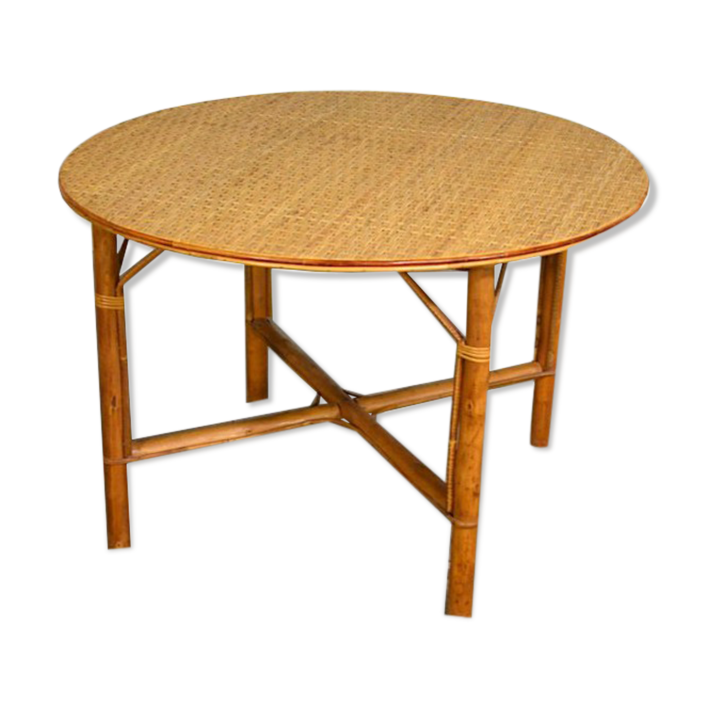 Léontine vintage 60's rattan dining table